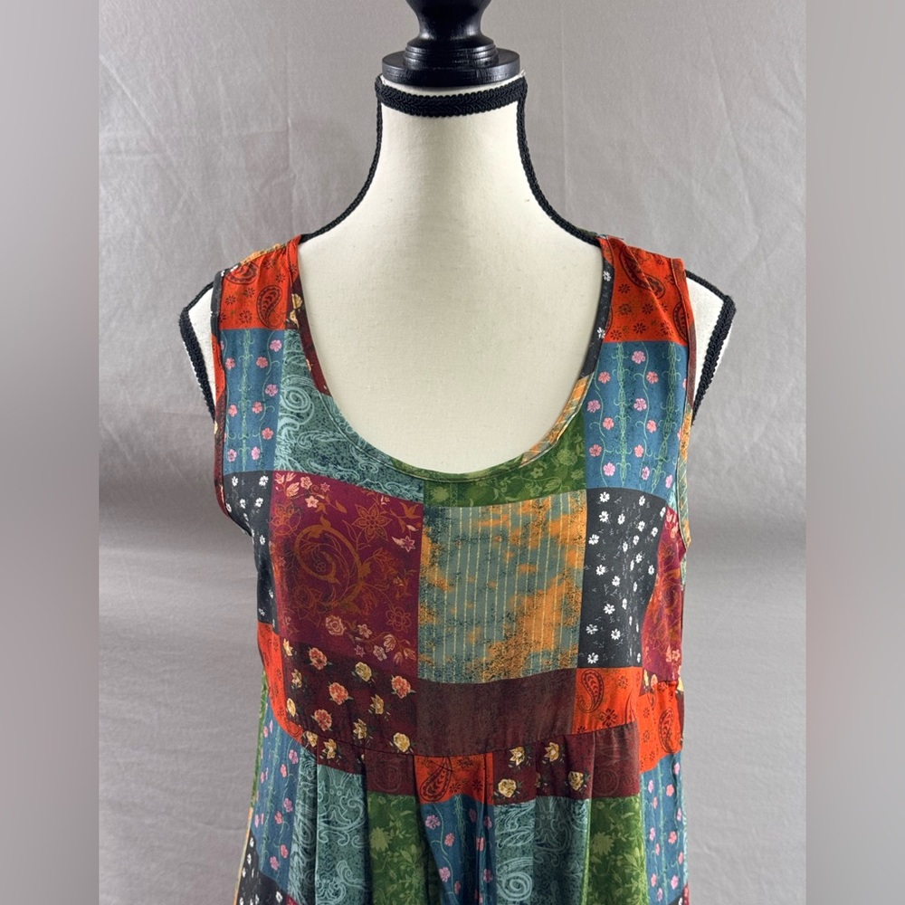 Patchwork Print Paisley Floral Sleeveless Dress - Picture 7 of 9